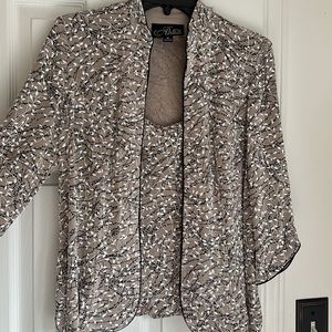 2 piece Alex evenings tan tank top and jacket set